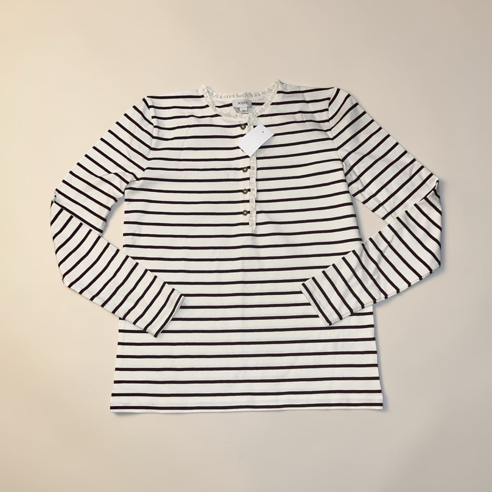 J.Crew Factory Striped ruffle-collar henley
